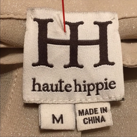 Haute Hippie tan/gold button down tunic size med - Picture 5 of 8